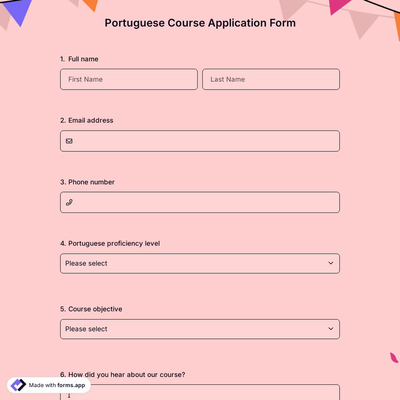 Portuguese Course Application Form