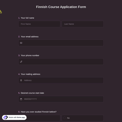 Finnish Course Application Form
