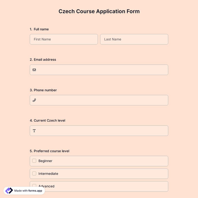 Czech Course Application Form