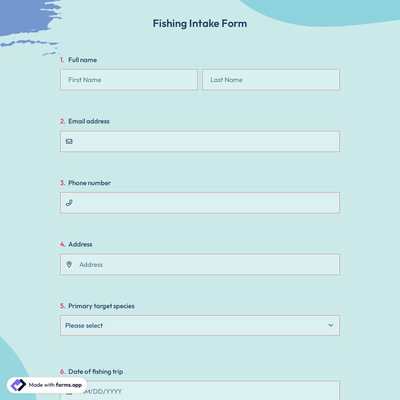 Fishing Intake Form