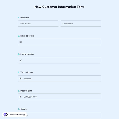 New Customer Information Form
