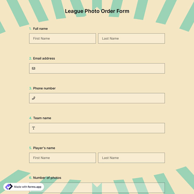 League Photo Order Form