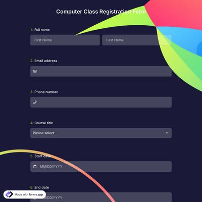 Computer Class Registration Form