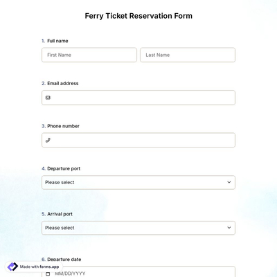 Ferry Ticket Reservation Form