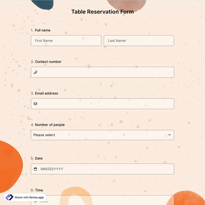 Table Reservation Form