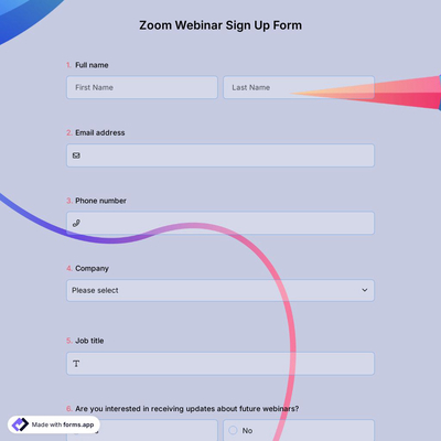 Zoom Webinar Sign-Up Form