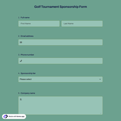 Golf Tournament Sponsorship Form