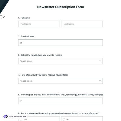 Newsletter Subscription Form