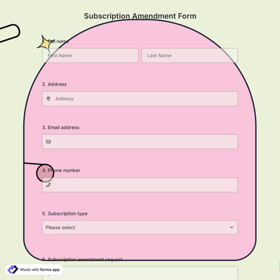Subscription Amendment Form