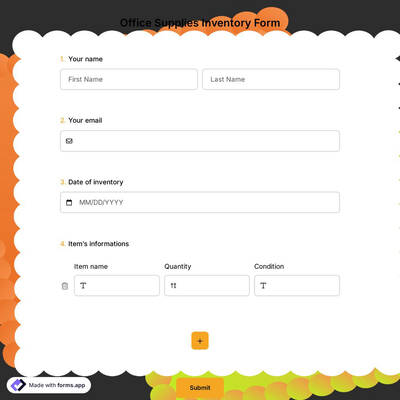 Office Supplies Inventory Form