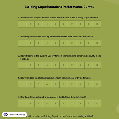 Building Superintendent Performance Survey