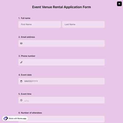 Event Venue Rental Application Form