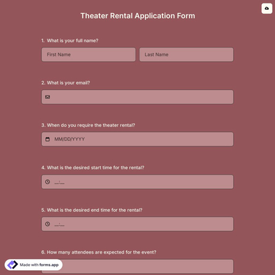 Theater Rental Application Form