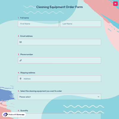 Cleaning Equipment Order Form