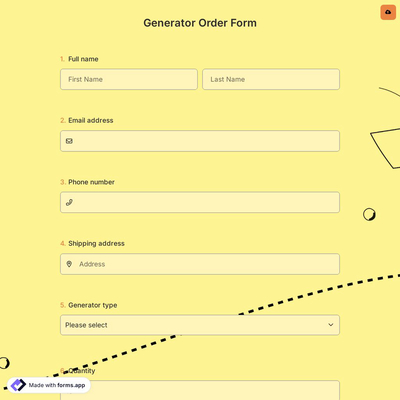 Generator Order Form