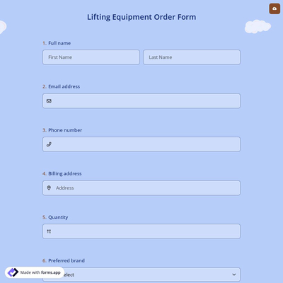 Lifting Equipment Order Form
