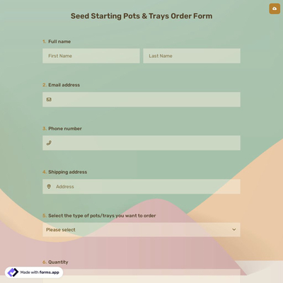 Seed Starting Pots & Trays Order Form