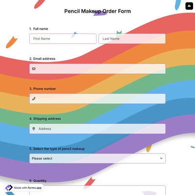 Pencil Make Up Order Form