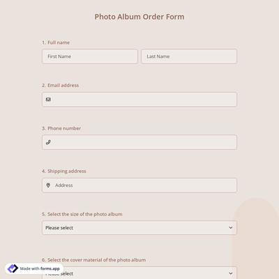 Photo Album Order Form