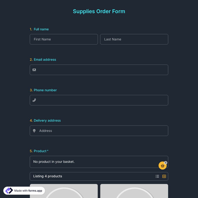 Supplies Order Form