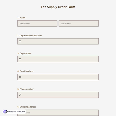 Lab Supply Order Form