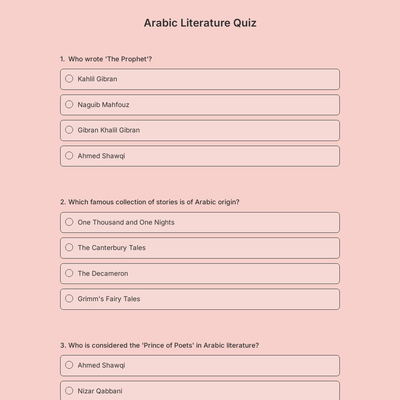 Arabic Literature Quiz