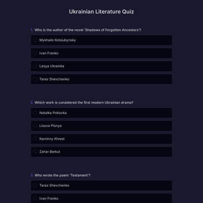 Ukrainian Literature Quiz