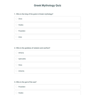 Online Greek Mythology Quiz