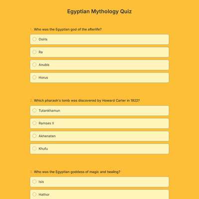 Egyptian Mythology Quiz