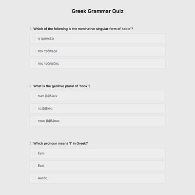 Greek Grammar Quiz