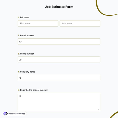 Job Estimate Form