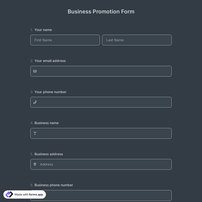 Business Promotion Form