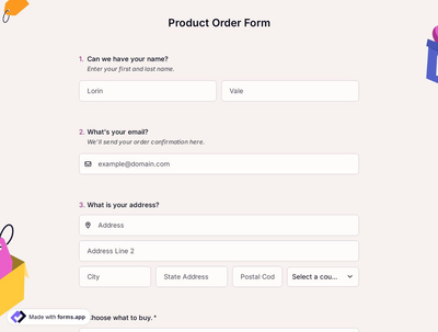 Product Order Form Template