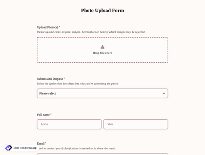 Photo Upload Form Template