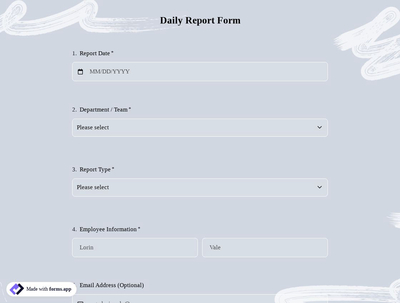 Daily Report Form Template