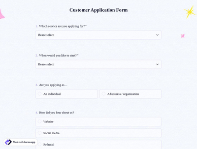 Customer Application Form