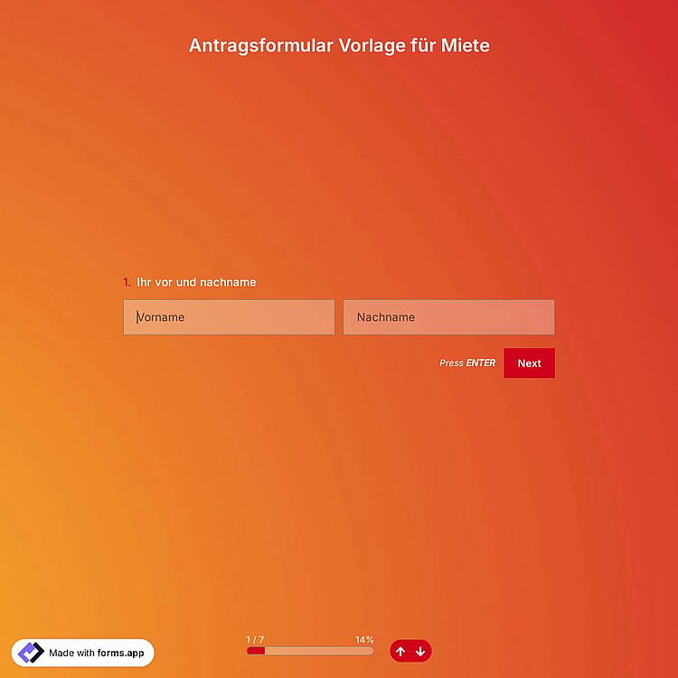 Antragsformular Vorlage für Miete