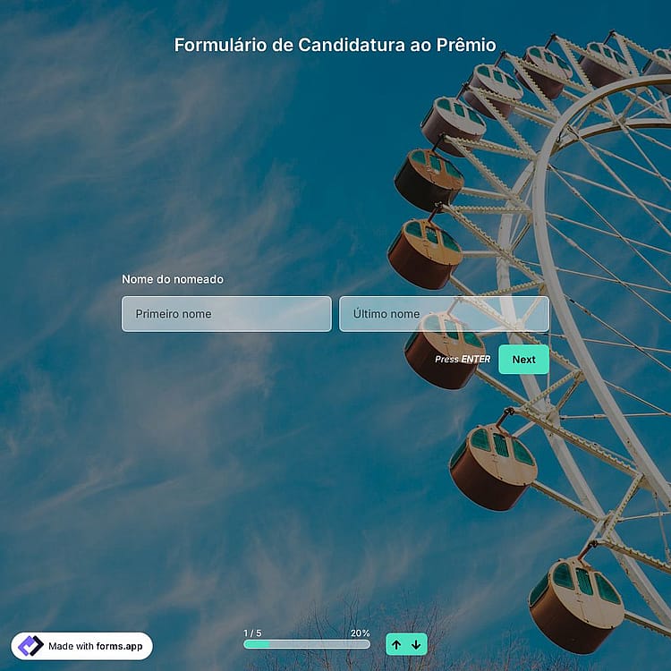 Modelo de Formulário de Candidatura ao Prêmio