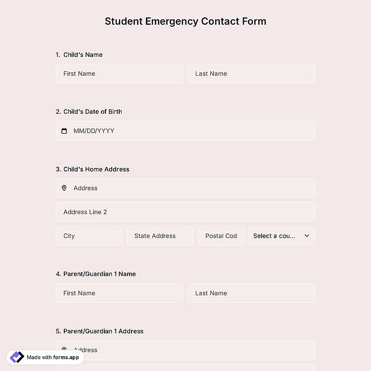 Student Emergency Contact Form Template