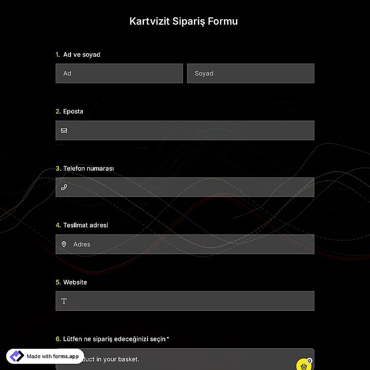 Kartvizit Sipariş Formu Şablonu