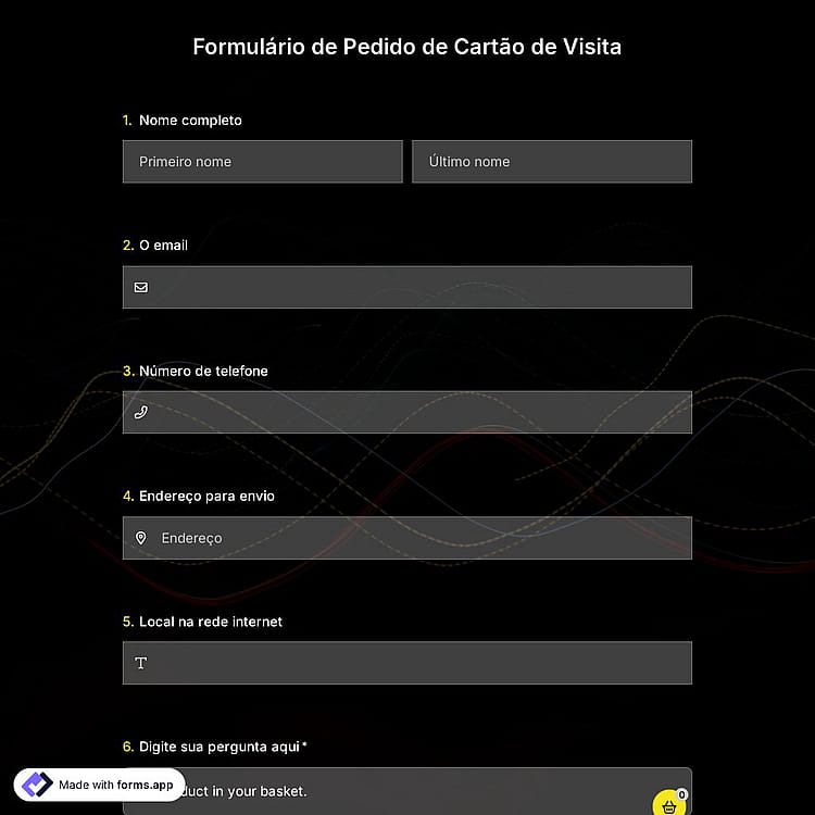 Modelo de Formulário de Pedido de Cartão de Visita