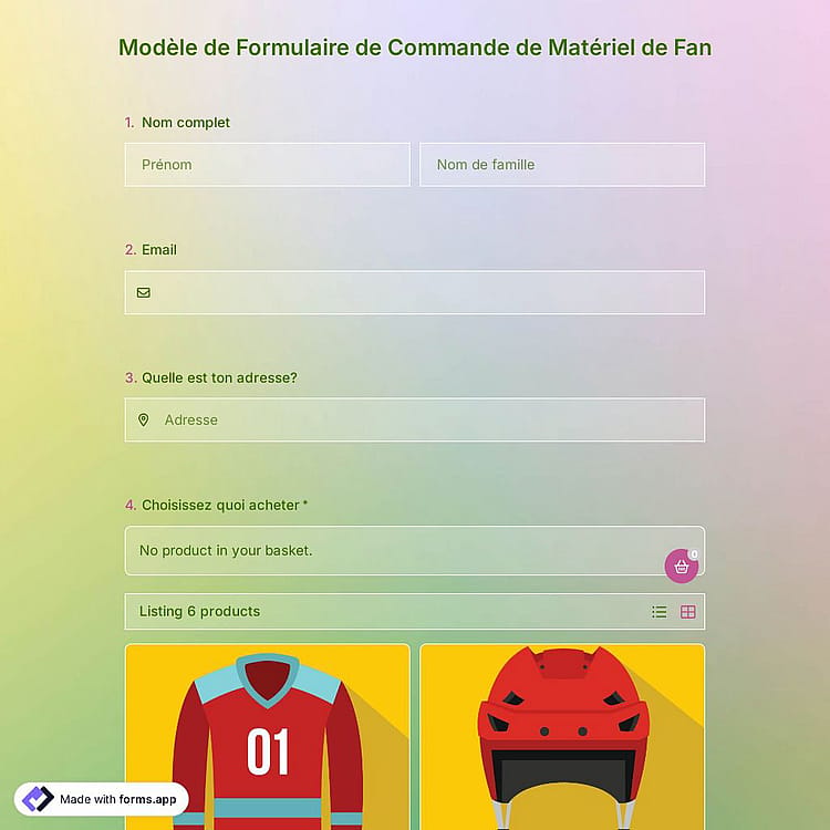 Modèle de Formulaire de Commande de Matériel de Fan