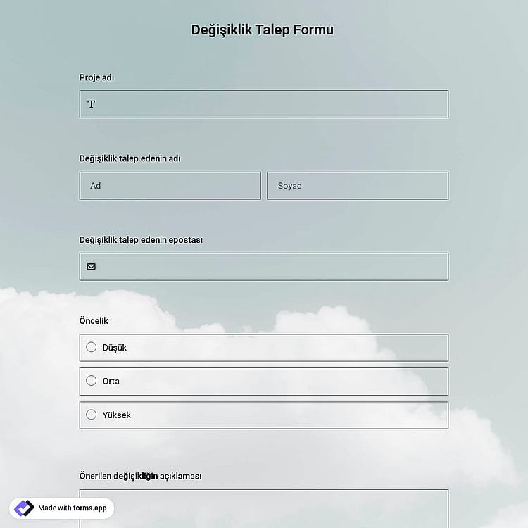 Değişiklik Talep Formu Şablonu