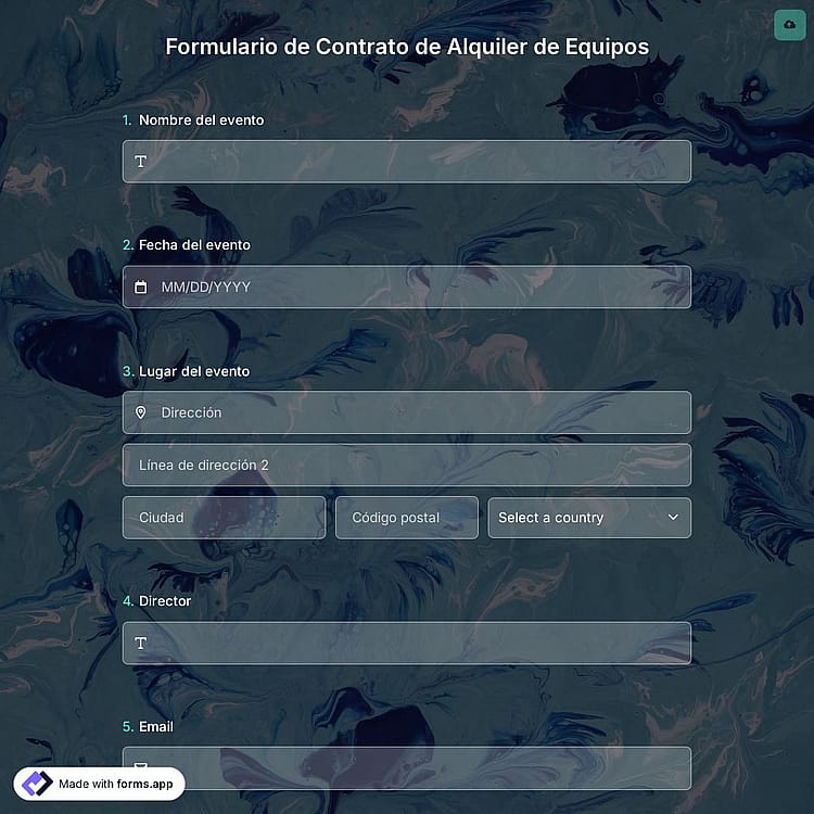 Plantilla de Formulario de Contrato de Alquiler de Equipos