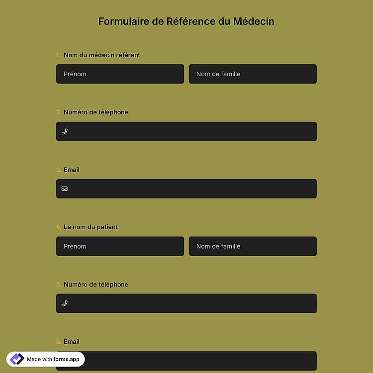 Formulaire du Recommandation de Médecin