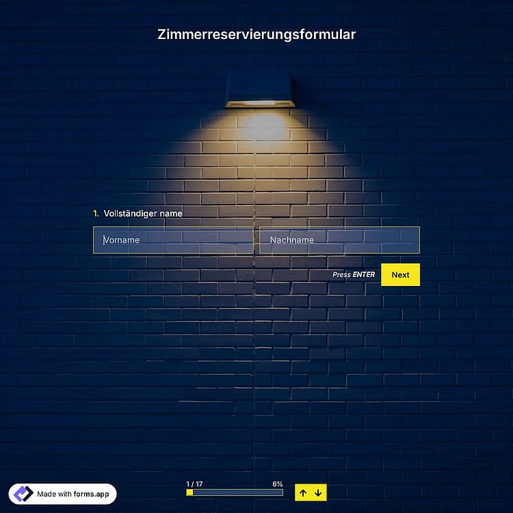 Zimmerreservierungsformular