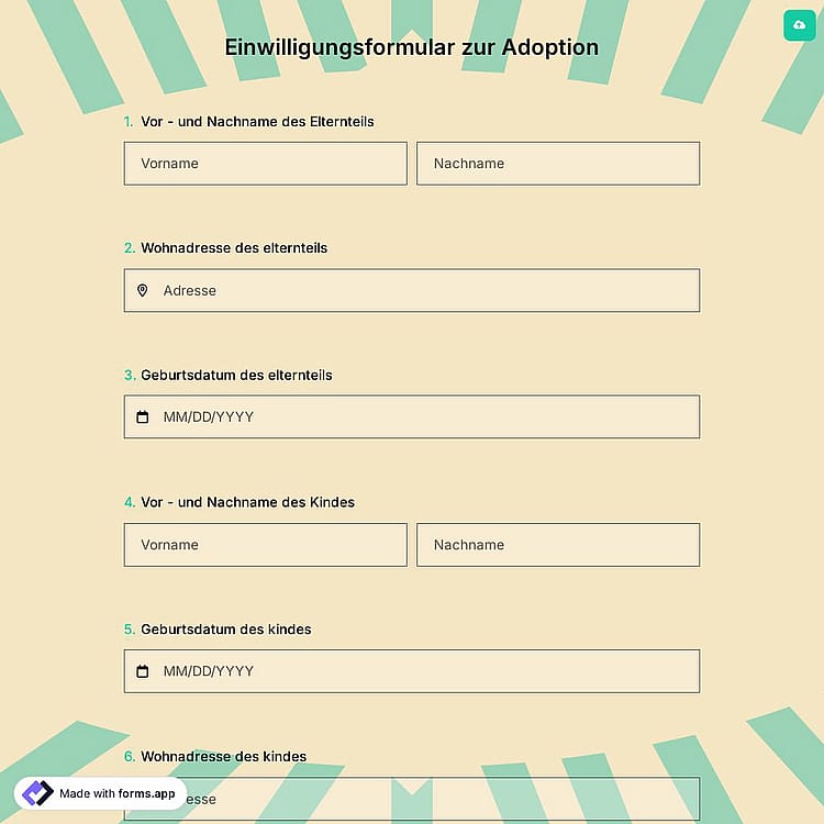 Einwilligungsformular zur Adoption