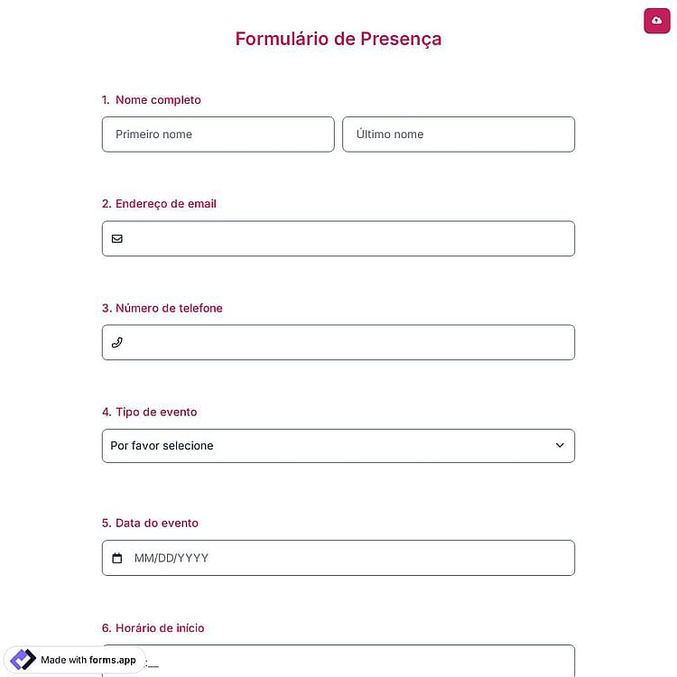 Formulário de Presença