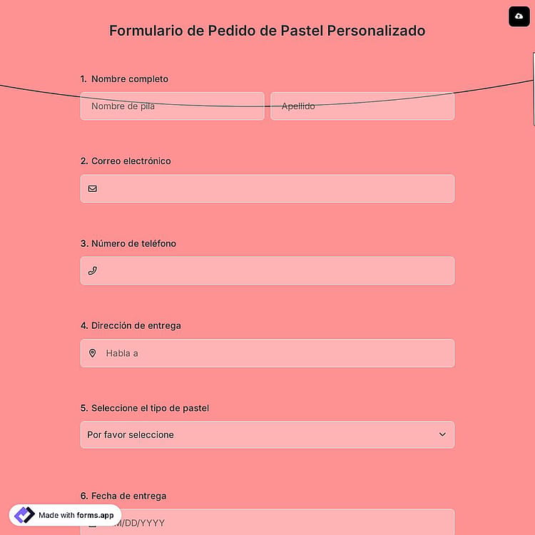 Formulario de Pedido de Pastel Personalizado