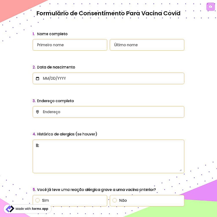 Formulário de Consentimento Para Vacina Covid
